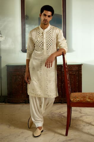 Ankit V Kapoor Daniyal Mirror Hand Embroidered Kurta Set 