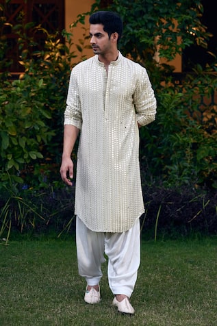 Ankit V Kapoor Yasir Mirror Embroidered Kurta Set 