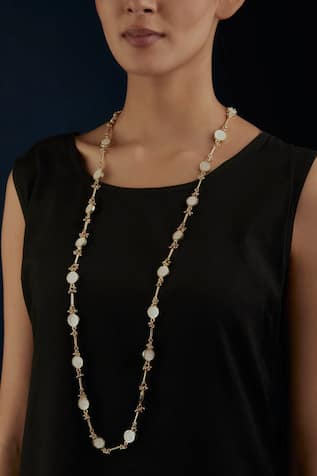 Enamelled Bead Long Necklace 