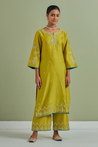 Floral Hand Embroidered Kurta For Kids
