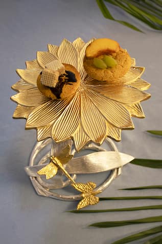 Handmade Floral Pedestal Serving Platter 