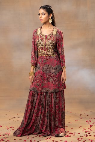 Mehak Murpana Blossom Print Kurta With Sharara 