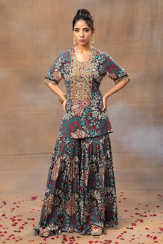 Mehak Murpana Floral Print Kurta & Sharara Set 