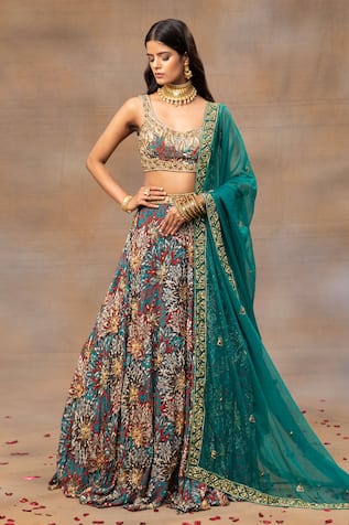 Mehak Murpana Floral Print Lehenga Blouse Set 