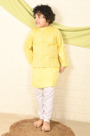 The Plum Bum Lurex Striped Bundi & Kurta Set 