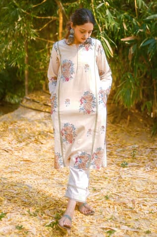 ta’assur Floral Print Straight Kurta & Pant Set 