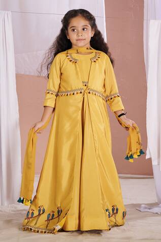 Parrot Print Jacket Anarkali Set 