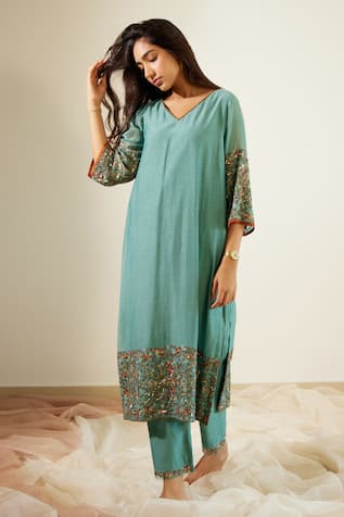 Sarang Kaur Embroidered A-line Kurta & Pant Set 