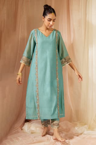 Sarang Kaur Floral Embroidered Kurta & Pant Set 