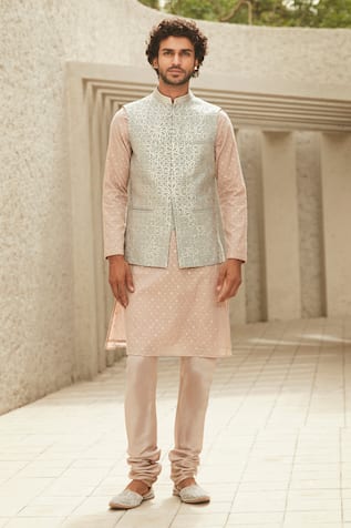 MATSYA Heritage Pret Linen Embroidered Jodhpuri Bundi 