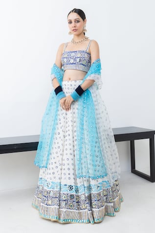 Pooja Rajgarhia Gupta Raatraani Block Print & Embroidered Lehenga Set 