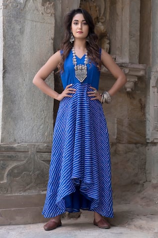 Leheriya Striped High Low Dress 