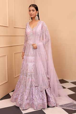 Laxmishriali Geometric Embroidered Anarkali With Dupatta 