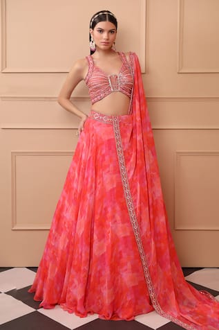 Laxmishriali Geometric Print Bridal Lehenga Set 