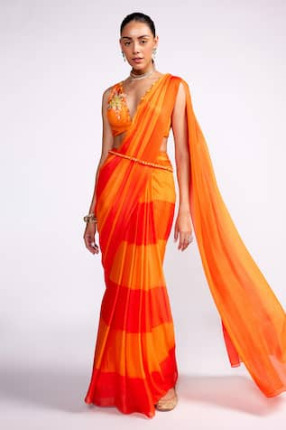 Isha Gupta Tayal Pre-Draped Saree & Embroidered Blouse Set 