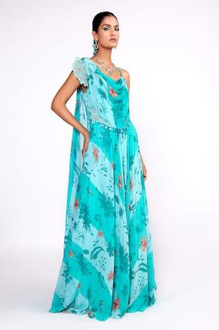 Isha Gupta Tayal Floral Print Draped Jumpsuit 