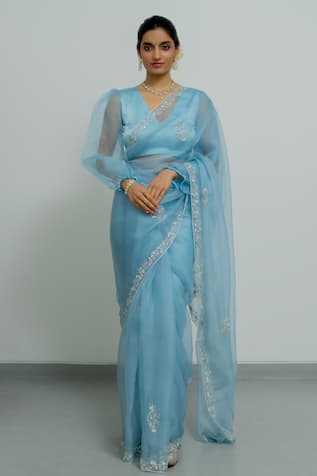 Peeli Dori Juliette Border Embroidered Saree With Blouse 