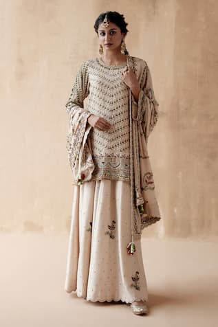 Aman Takyar Leaf Embroidered Kurta Sharara Set 