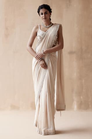 Aman Takyar Border Embroidered Saree With Blouse 