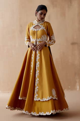 Aman Takyar Thread Embroidered Jacket & Skirt Set 