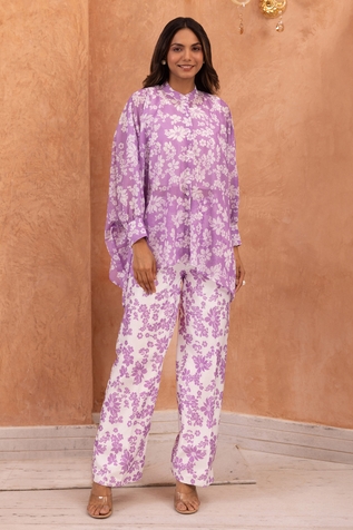 B'Infinite Orchid Floral Print Shirt With Trouser
