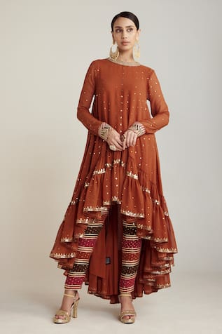 Vvani by Vani Vats Asymmetric Kurta & Embroidered Pant Set 