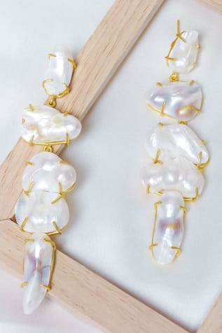 Queens Jewels Baroque Pearls Work Dangler Earrings 