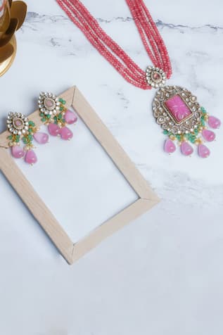 Queens Jewels Kundan & Beads Embellished Necklace Set 