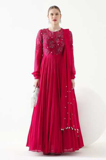 Mehak Talreja Couturre Meera Roseate Embroidered Anarkali With Dupatta 