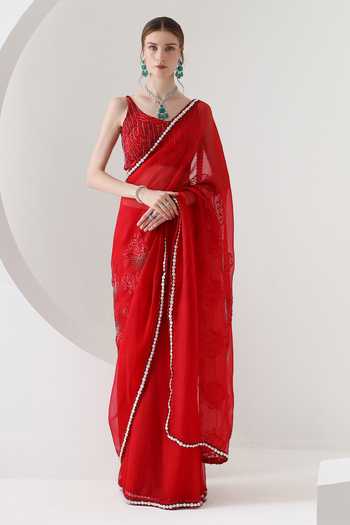 Mehak Talreja Couturre Bloom Embroidered Pre-Draped Saree With Blouse 