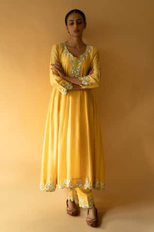 Embroidered Kalidar Kurta Pant Set 