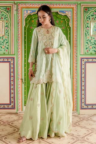 Surbhi Shah Blossom Gota Embellished Kurta Sharara Set 