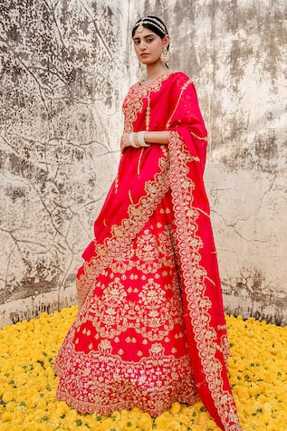 Surbhi Shah Marodi Embroidered Silk Bridal Lehenga Set 