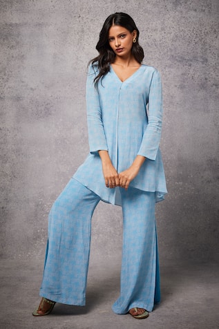 Senren by Eshana Raut Abstract Swirl Print Tunic & Pant Set 