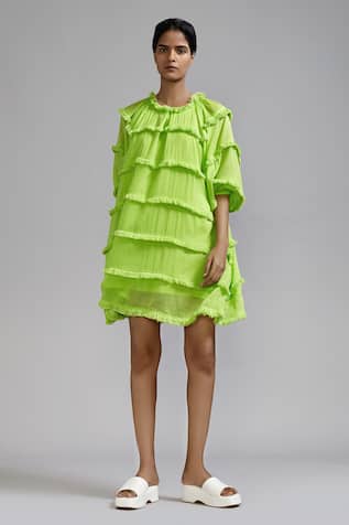 MATI Tiered Fringe Cotton Dress 