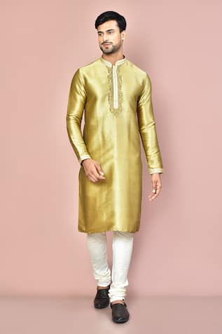 Mulberry Silk Zardosi Hand Embroidered Kurta 