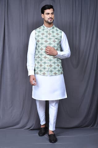 Buy Lime Green 3-Piece Ethnic Suit for Men by NEUDIS Online | Ajio.com