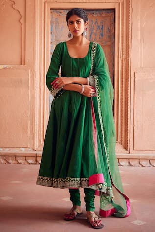 Seema Nanda Kamal Placed Dori Embroidered Anarkali Churidar Set 