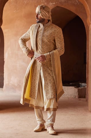 Nitika Gujral Embroidered Sherwani With Kalidar Kurta Set 