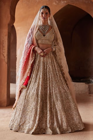 Nitika Gujral Crystal Embroidered Bridal Lehenga Set 