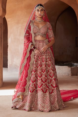 Nitika Gujral Dabka & Kasab Embroidered Bridal Lehenga Set 