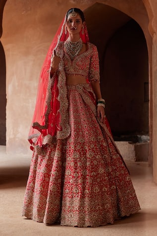 Nitika Gujral Dabka Embroidered Ombre Bridal Lehenga Set 