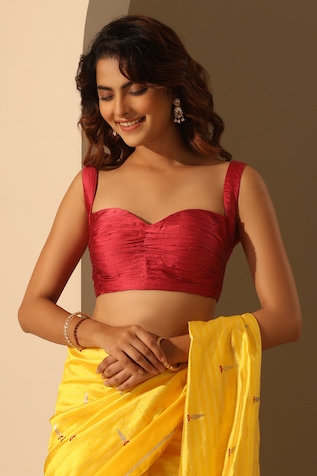 Buy Gold Tissue Collared Neck Blazer Style Saree Blouse For Women by Weaver  Story Online at Aza Fashions.