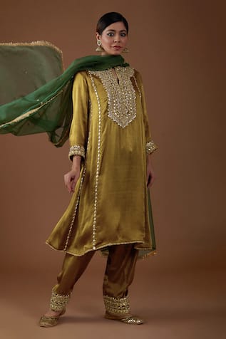 Preeti S Kapoor Gota Yoke Embellished Kurta Set 