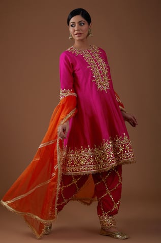 Preeti S Kapoor Gota Embellished Short Anarkali Salwar Set 