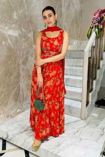 HOUSE OF TA-YA Digital Print Anarkali With Dupatta 