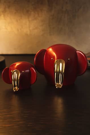 Handcrafted Elephant Sculpture Set of 2 