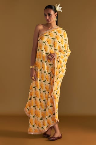 Masaba Mist Print One Shoulder Kaftan 