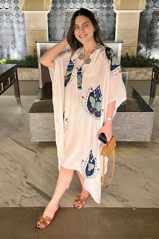 IKA Abstract Butterfly Print Kaftan Dress 