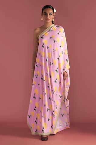 Masaba Honeycomb Print One Shoulder Kaftan 